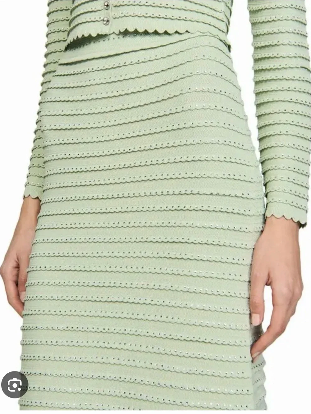 SANDRO COPY Ribbed Knit Maxi Skirt in Pale Green